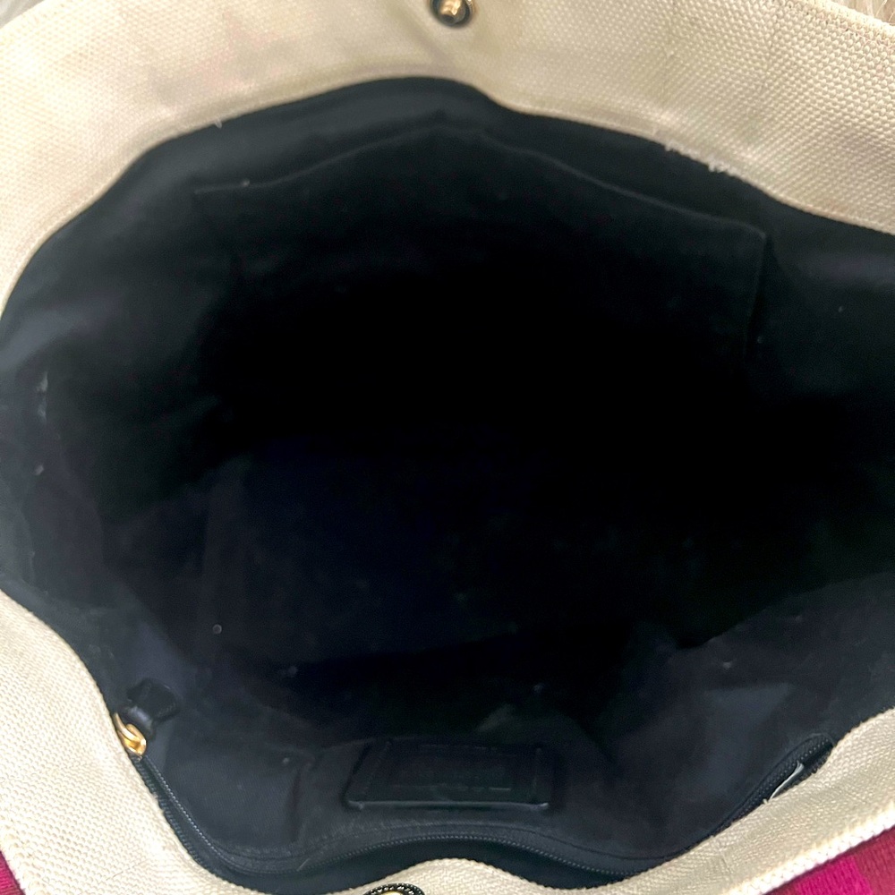 Coach Cream Tote with Pink Handles - Picture 7 of 12